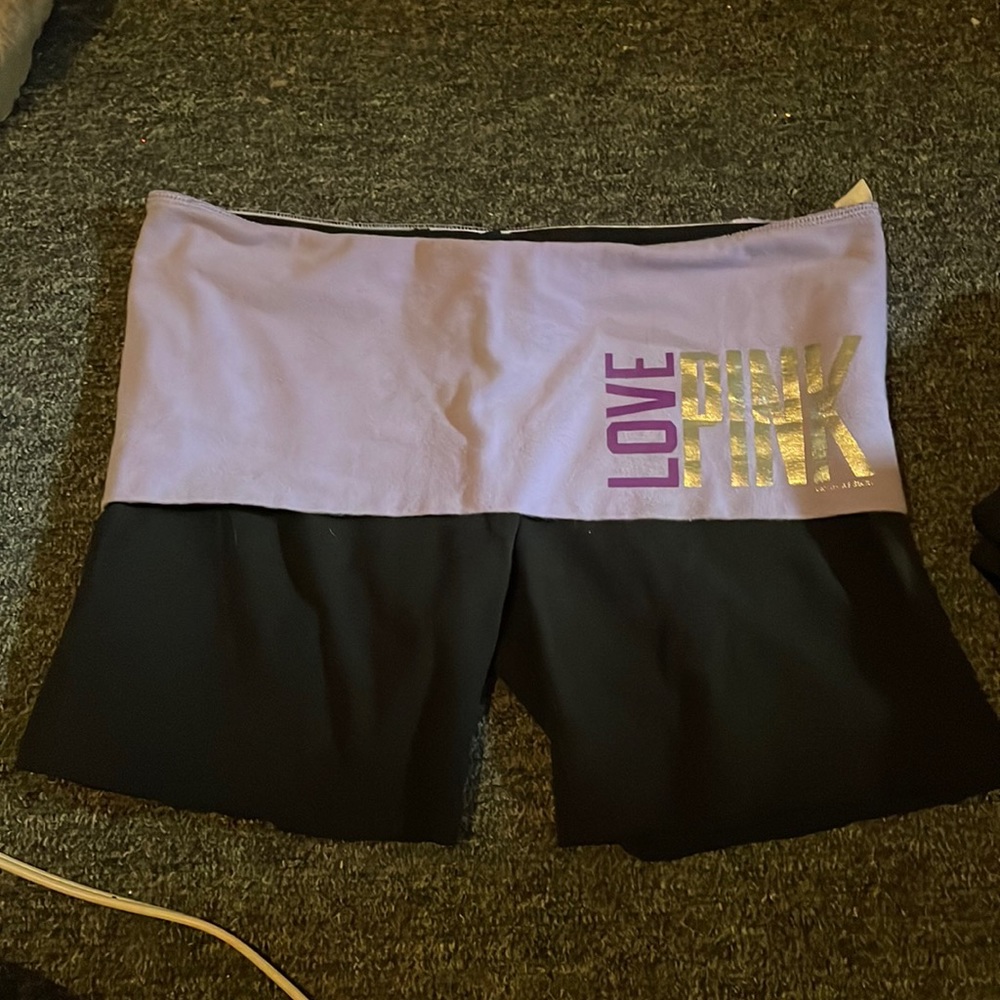 Black and purple PINK lowrise shorts